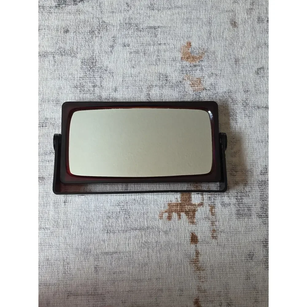 Vitg Lucite Vanity Mirror Double Sided Magnification Reddish Brown Wall-Mounted